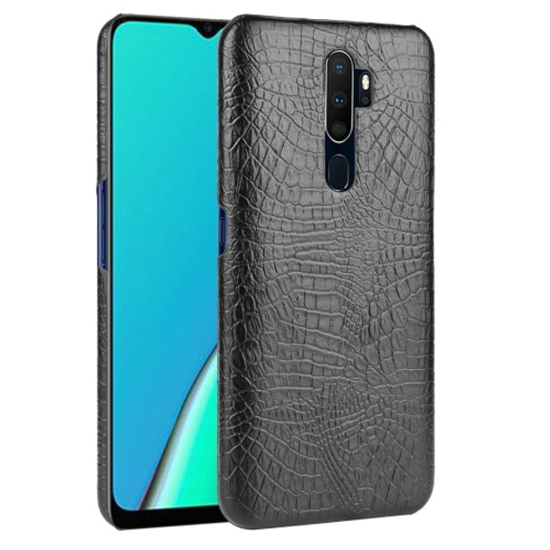 For OPPO A9 2020 / A5 2020 / A11X Shockproof Crocodile Texture PC + PU Case(Black)