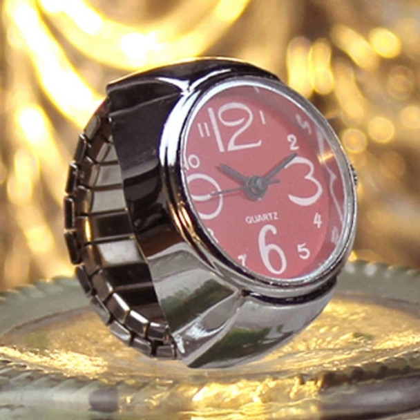 2PCS L04 Dial Quartz Analog Watch Creative Steel Cool Elastic Quartz Finger Ring Watch for Men / Women(Red)