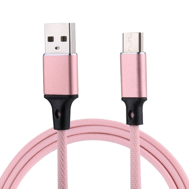 1m 2A Output USB to USB-C / Type-C Nylon Weave Style Data Sync Charging Cable, For Galaxy S8 & S8 + / LG G6 / Huawei P10 & P10 Plus / Xiaomi Mi 6 & Max 2 and other Smartphones(Pink)