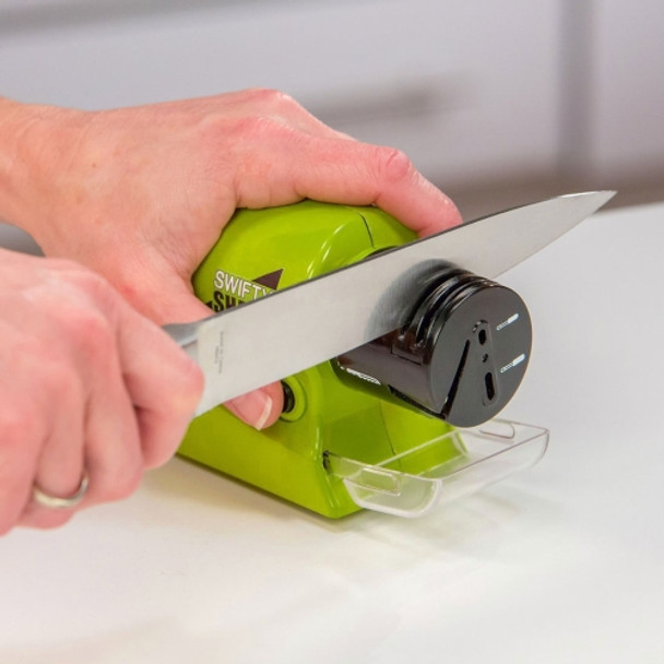 Swifty Sharp Cordless Electric Knife Sharpener with Catch Tray (Green)