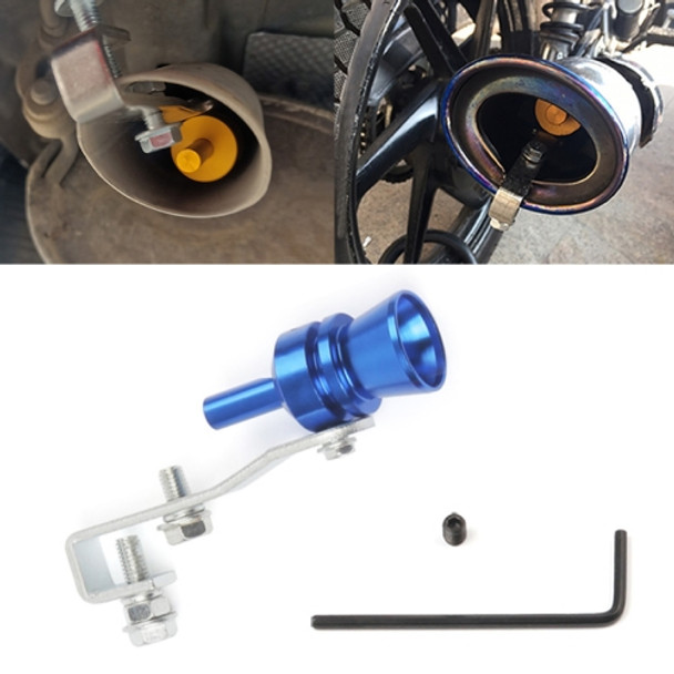 Universal Aluminum Turbo Sound Exhaust Muffler Pipe Whistle Car / Motorcycle Simulator Whistler, Size: M, Outside Diameter: 23mm(Blue)