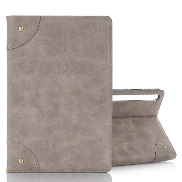 For Galaxy Tab S6 T860 / T865 Retro Book Style Horizontal Flip Leather Case with Holder & Card Slots & Wallet (Grey)