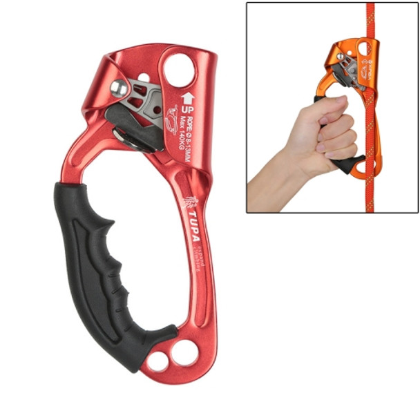 XINDA TP-8606 Outdoor Rock Climbing Aerial Work Anti-fall Handheld Rope Gripper for 8-12mm Diameter Rope left(Red)
