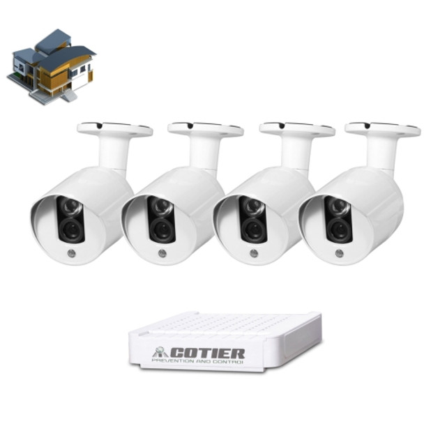 COTIER N4B3-Mini/L 4Ch 720P P2P ONVIF 1.0 Mega Pixel IP Camera NVR Kit, Support Night Vision / Motion Detection, IR Distance: 20m