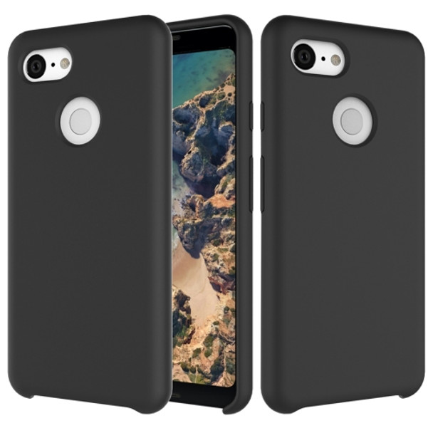 Solid Color Liquid Silicone Dropproof Protective Case for Google Pixel 3 (Black)