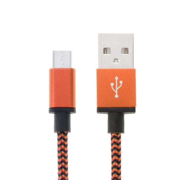 2m Woven Style Micro USB to USB 2.0 Data / Charger Cable, For Galaxy S6 / S5 / S IV / Note 5 / Note 5 Edge, HTC, Sony(Orange)