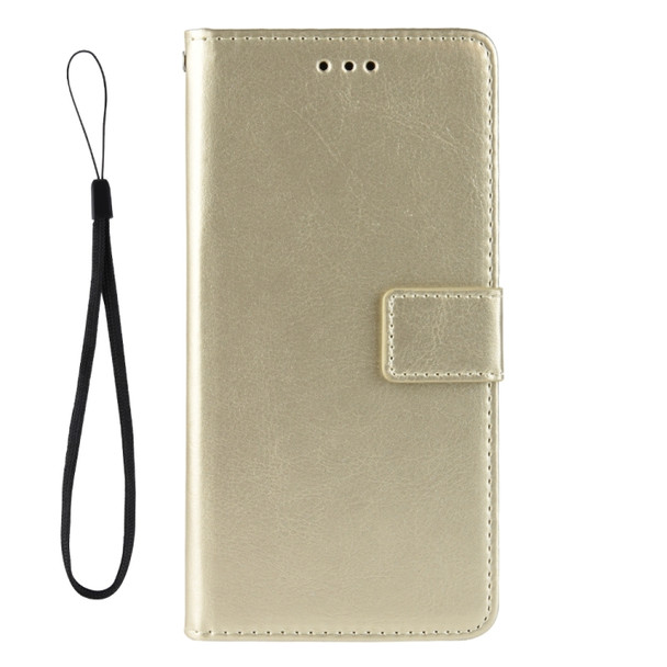Retro Crazy Horse Texture Horizontal Flip Leather Case for LG K50 /LG Q60, with Holder & Card Slots & Photo Frame(Gold)