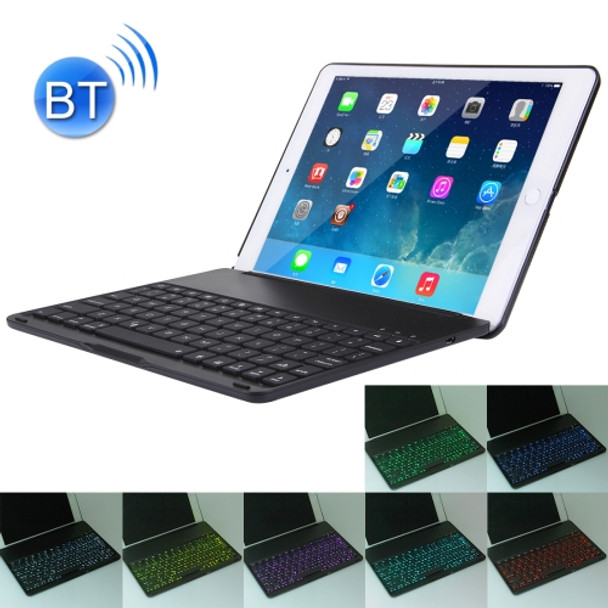 2 in 1 For iPad Air 2 Foldable Adjustable (0 - 135 Degrees) Aluminium Alloy Tablet Protective Case Holder + Slim Bluetooth V3.0 Keyboard with 7 Colors LED Backlights & Intelligent Inductive Switch Function, Operation Distance: within 10m(Black)