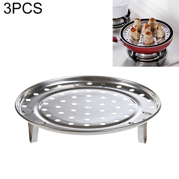 3 PCS Multifunctional Waterproof Shelf Steaming Tray Stainless Steel Steaming Grid Cage Steaming Sheet Steaming Rack, Color:24cm