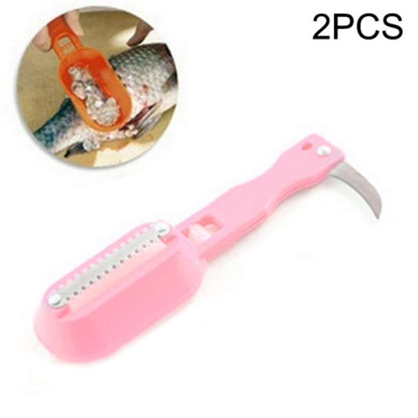 2 PCS Kitchen Essential Fish Scraper Fish Scale Planing Knife with Cover (Pink)