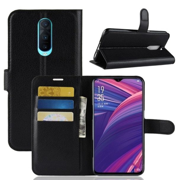 Litchi Texture Horizontal Flip Leather Case for OPPO R17 Pro, with Wallet & Holder & Card Slots (Black)