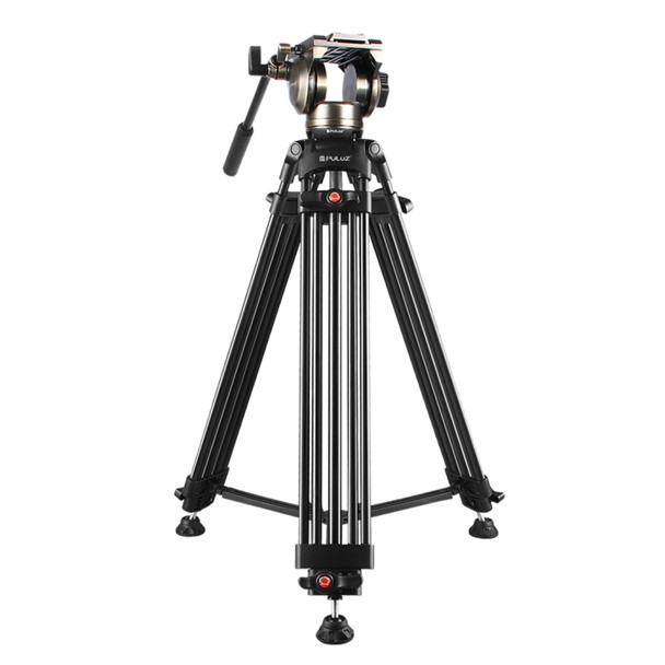 PULUZ 3 in 1 (Tripod + Bowl Adapter + Gold Fluid Drag Head) Heavy Duty Video Camcorder Aluminum Alloy Tripod Mount Kit for DSLR / SLR Camera, Adjustable Height: 62-152cm