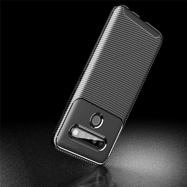 For LG K61 Carbon Fiber Texture Shockproof TPU Case(Black)