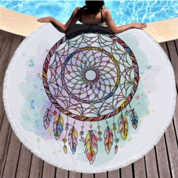 Dream Catcher Series Pattern Circular Microfiber Beach Towel with Tassel, Suitable for Swimming / Bathroom / Picnic( Dream Catcher 20)