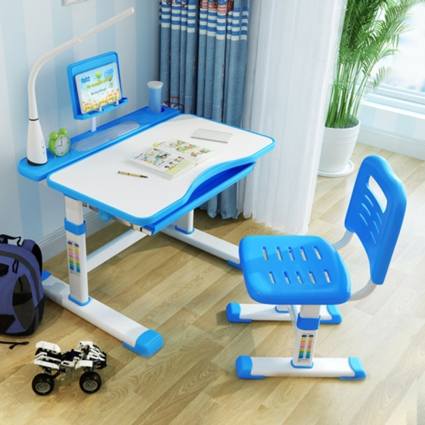 Multifunctional Lifting Plastic Children  Study Table and Chair Set (Blue)