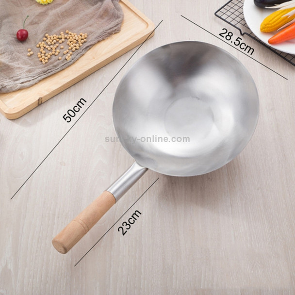 Stainless Steel Kitchen Spoon Water Spoon Large Scoop, Size:28cm(Wooden Handle)