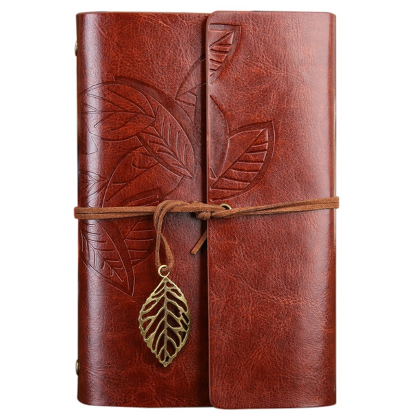 Creative Retro Autumn Leaves Pattern Loose-leaf Travel Diary Notebook, Size: L (Brown)