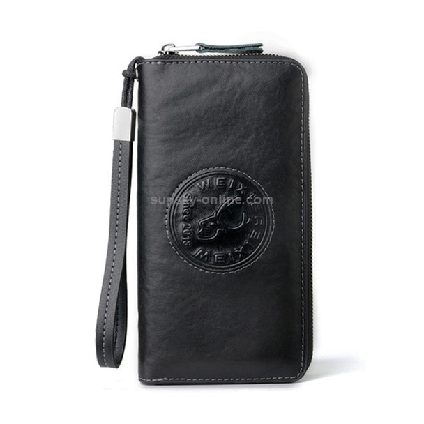 W111 Antimagnetic RFID Men Cowhide Leather Multifunctional Wallet Business Handbag