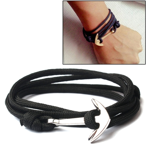 Alloy Anchor Charm Multilayer Leather Friendship Bracelets(Black)