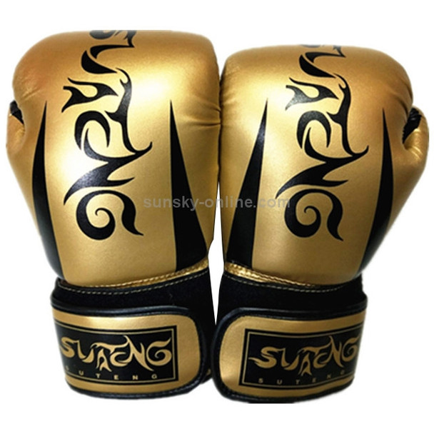 SUTENG Pearl Light Loaded PU Leather Fitness Boxing Gloves for Adults(Gold)