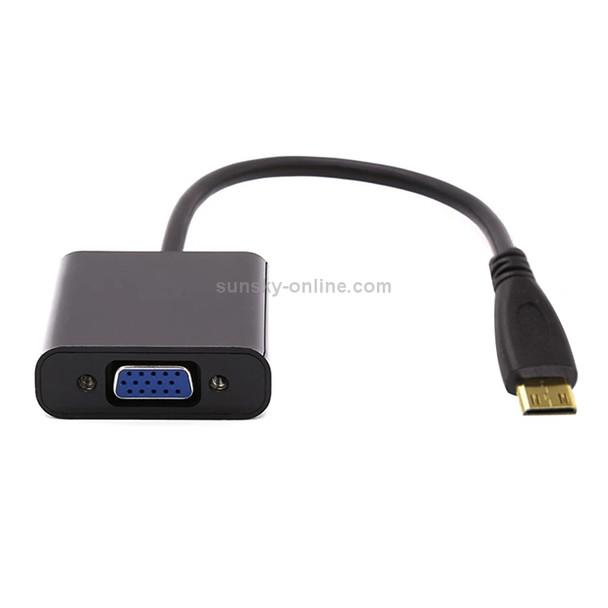 22cm Full HD 1080P Mini HDMI Male to VGA Female Video Adapter Cable with Audio Cable(Black)