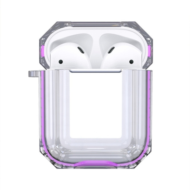 Wireless Earphones Charging Box Transparent TPU Protective Case for Apple AirPods 1 / 2(Light Purple)