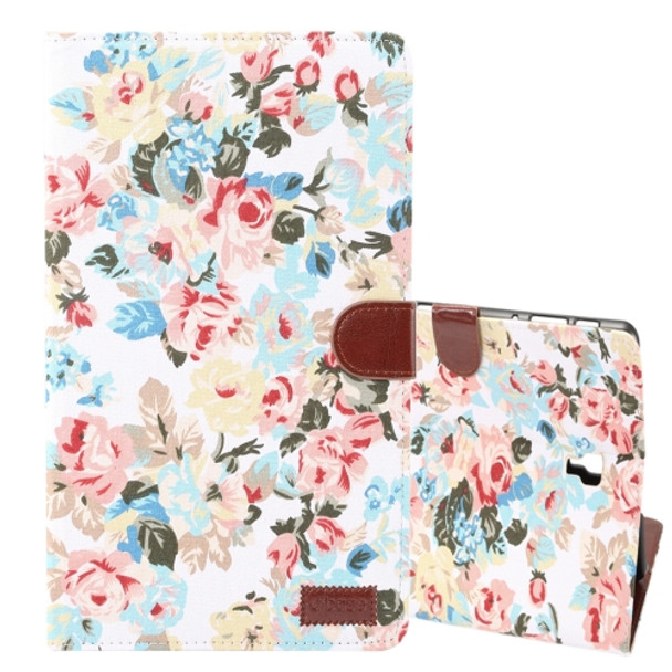 Dibase Flower Pattern Horizontal Flip PU Leather Case for Galaxy Tab A 10.5 / T590, with Holder & Card Slot (White)