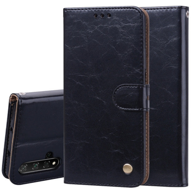 Business Style Oil Wax Texture Horizontal Flip Leather Case for Huawei Honor 20, with Holder & Card Slots & Wallet (Black)
