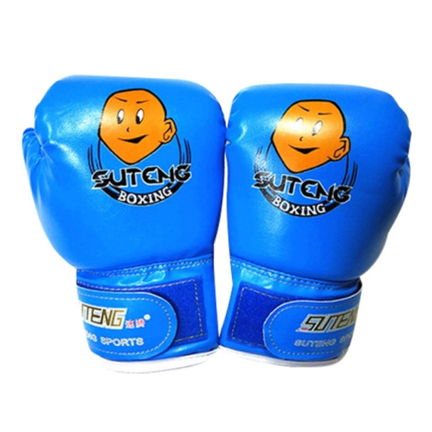 SUTENG Cartoon PU Leather Fitness Boxing Gloves for Children(Blue)