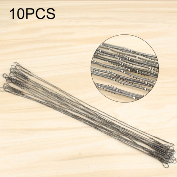 10 PCS 150 x 0.1mm High Carbon Steel Filament Small Toothed Belt Spiral Pull Flower Saw Blade for U Shape Hacksaw (OG7432)