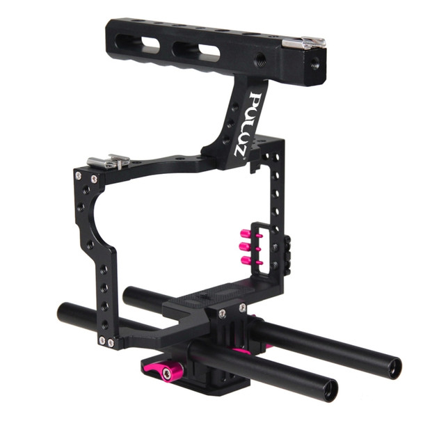 PULUZ Camera Cage Handle Stabilizer for Sony A7 & A7S & A7R, A7R II & A7S II, A7RIII & A7 III, Panasonic Lumix DMC-GH4(Red)