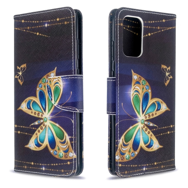 For Galaxy S20 Ultra Colored Drawing Pattern Horizontal Flip Leather Case with Holder & Card Slots & Wallet(Golden Butterfly)