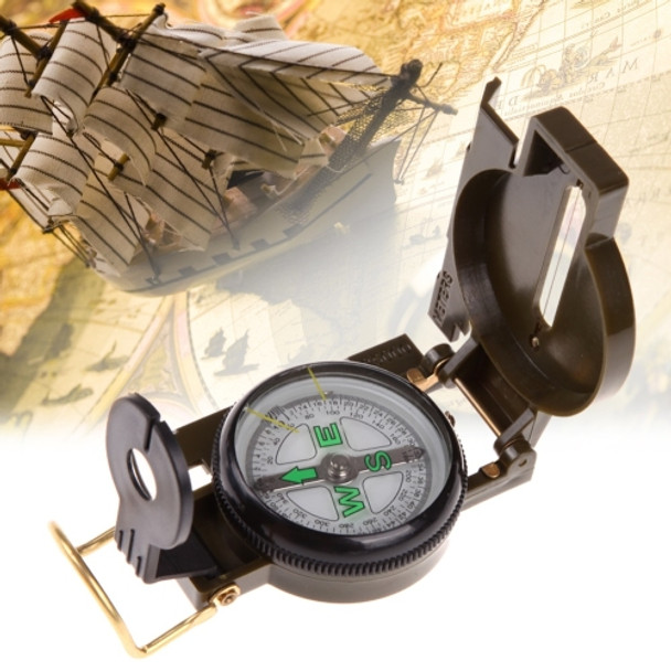 Portable Folding Army Green Lens Compass Multifunction Mini Camping Climbing Outdoor Tool