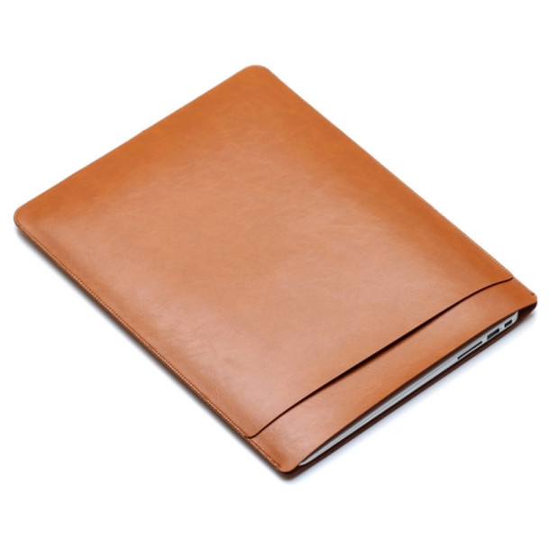 Laptop PU Leather Double Inner Bag for MacBook 12 inch(Light Brown)