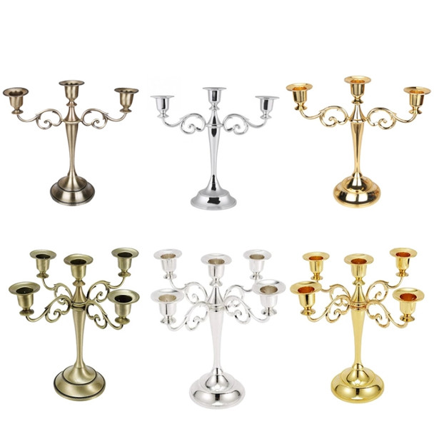 Retro Candlestick Home Decoration Living Room Cafe Theme Restaurant Jewelry Candlelight Dinner Props Gifts, Style:Gold-5 Arms