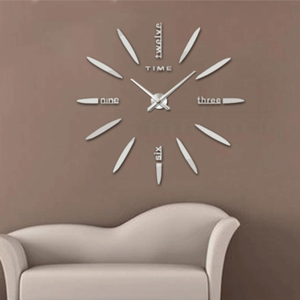 Bedroom Home Decor Large 3D Mirror DIY Wall Sticker Clock, Size: 100*100cm(Silver)