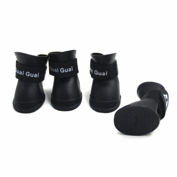 Lovely Pet Dog Shoes Puppy Candy Color Rubber Boots Waterproof Rain Shoes, M, Size:  5.0 x 4.0cm(Black)