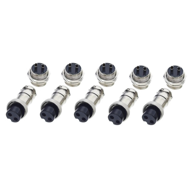 16mm 2-Pin GX16 Aviation Plug Socket Connector (5 Pcs in One Package, the Price is for 5 Pcs)(Silver)