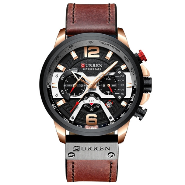 CURREN M8329 Casual Sport Leather Watch for Men(Rose black)