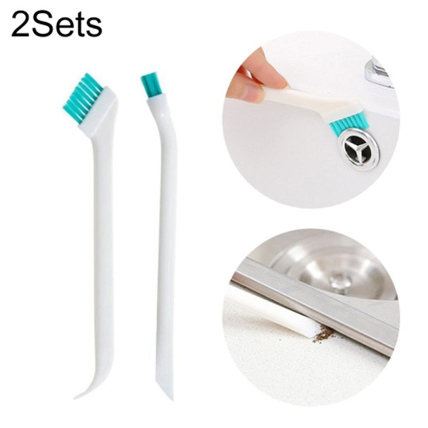 2 Sets 2 in 1 Double Head Door Window Gap Cleaning Brush Cup Brush with Tail Scraper(White)