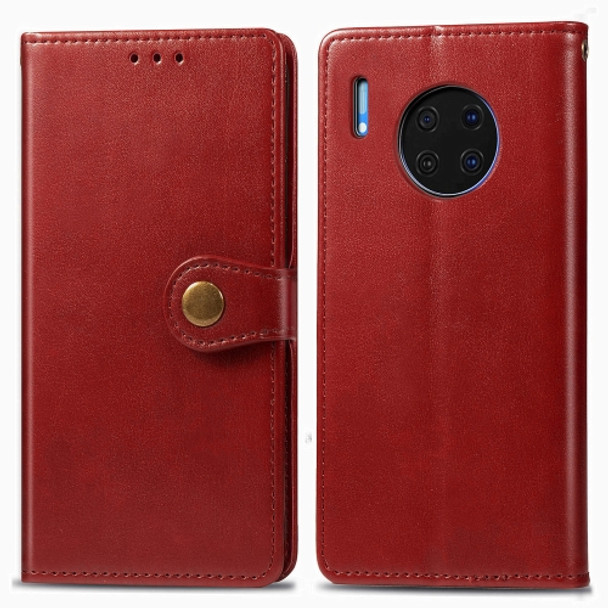 For Huawei Mate 30 Hat-Prince Litchi Texture Horizontal Flip Leather Case with Card Slots Red