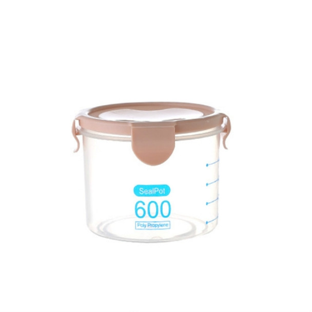 Kitchen Transparent Snack Storage Box Storage Tank Plastic Grain Storage Tank Food Sealed Can 600ml(Pink)
