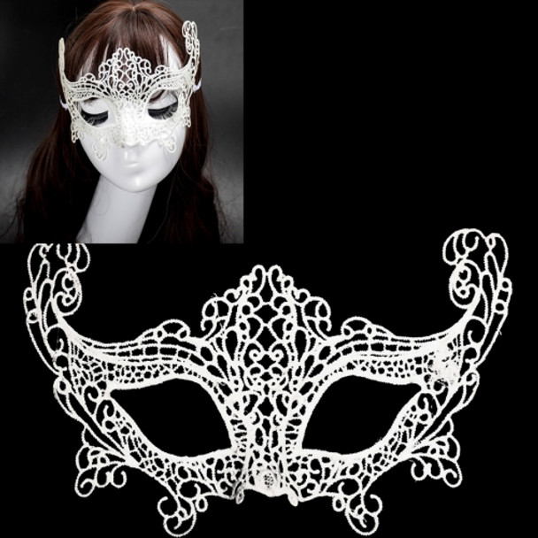 Halloween Masquerade Party Dance Sexy Lady Lace Fox Mask(White)