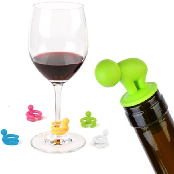 7 PCS Cartoon Silicone Sealed Spiral Red Wine Stopper + Cup Feet Set, Random Color Delivery