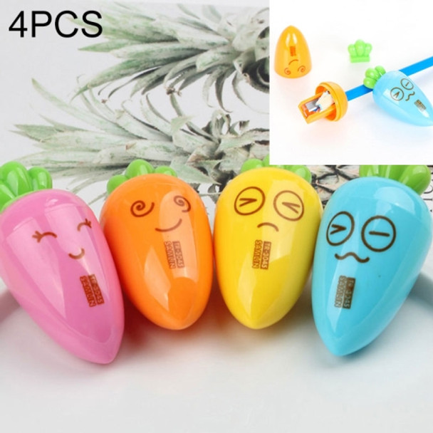 4 PCS Cute Creative Carrot Molding Plastic Pencil Sharpener, Size: 6.5x3.5cm Random Color Delivery