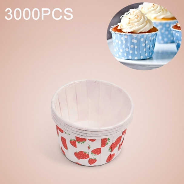 3000 PCS Strawberry Pattern Round Lamination Cake Cup Muffin Cases Chocolate Cupcake Liner Baking Cup, Size: 6.8 x 5 x 3.9cm