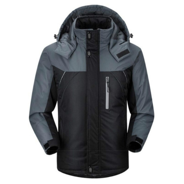 Men Winter Thick Fleece Waterproof Outwear Down Jackets Coats, Size: L(Black)