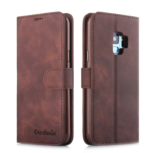 For Galaxy S9 Diaobaolee Pure Fresh Texture Horizontal Flip Leather Case, with Holder & Card Slot & Wallet & Photo Frame(Brown)