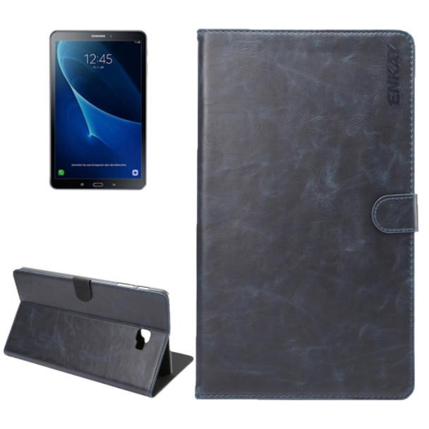 ENKAY for Galaxy Tab A 10.1 (2016) / T580 Crazy Horse Texture Horizontal Flip Leather Protective Case with Holder & Card Slots & Sleep / Wake-up Function(Dark Blue)