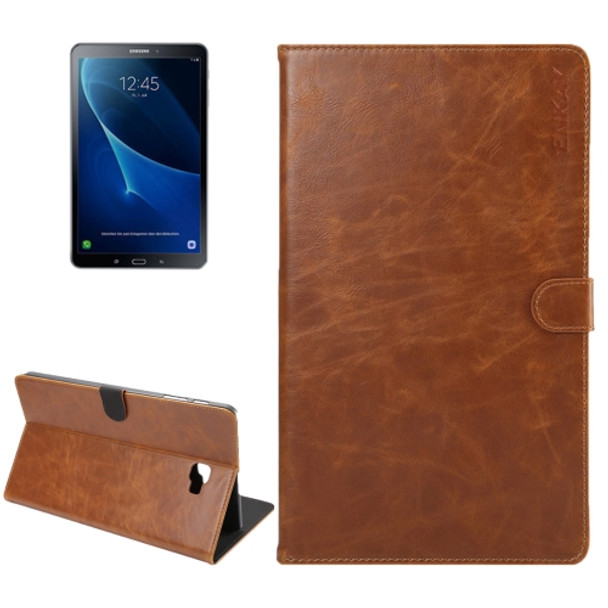 ENKAY for Galaxy Tab A 10.1 (2016) / T580 Crazy Horse Texture Horizontal Flip Leather Protective Case with Holder & Card Slots & Sleep / Wake-up Function(Brown)